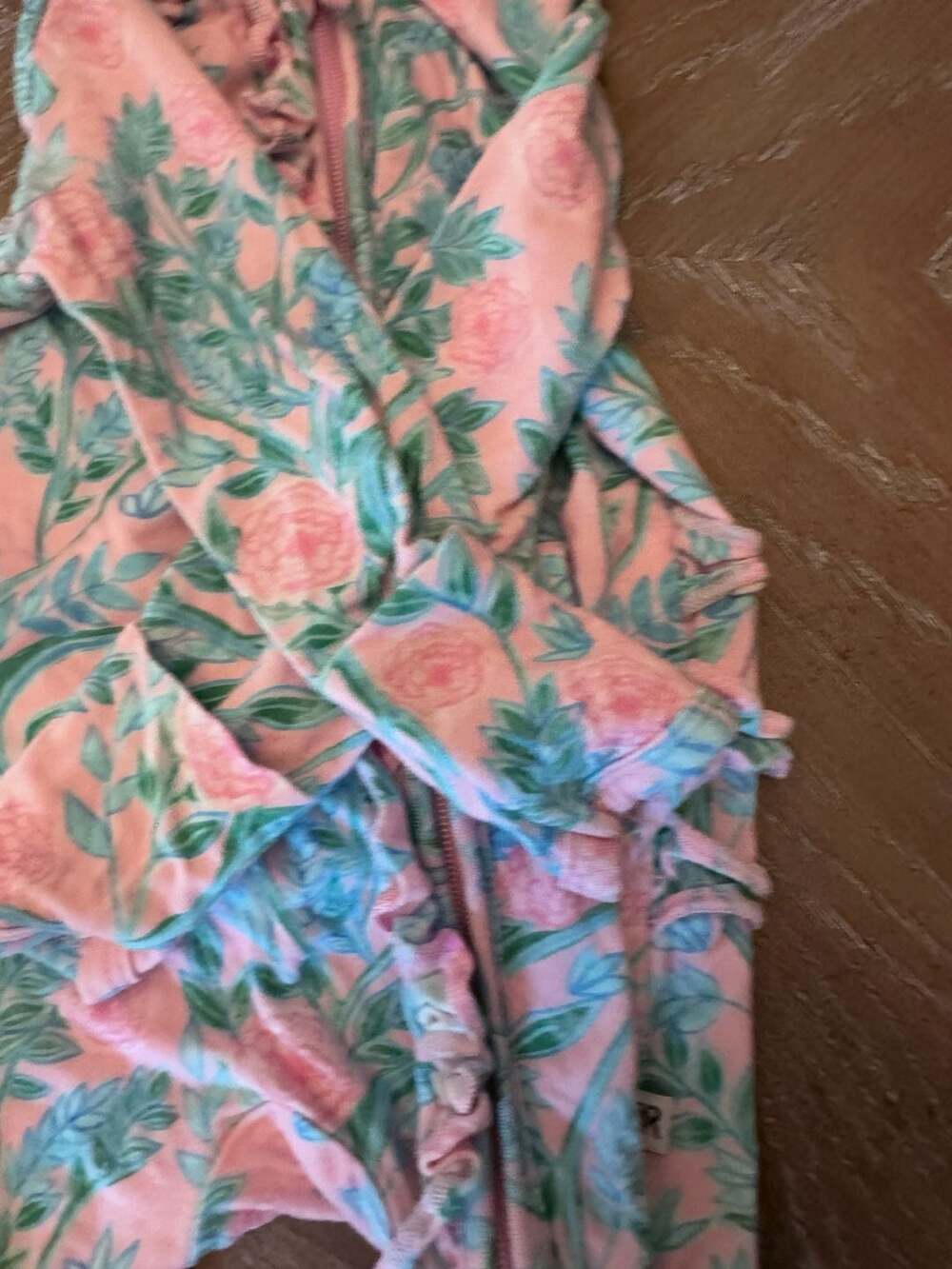 Bums & Roses Botanically Speaking Ruffle Convertible Footie Romper 0-3 Months - Picture 4 of 6